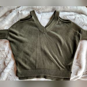 Trina Turk Womens Cold-Shoulder Knit Sweater, Green, NWT